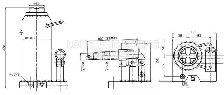 馬沙達(dá)MASADA附端口孔液壓千斤頂尺寸