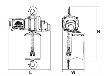 DU-825迷你環(huán)鏈電動葫蘆尺寸