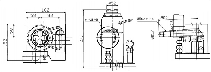 MH-20P帶壓力表千斤頂尺寸