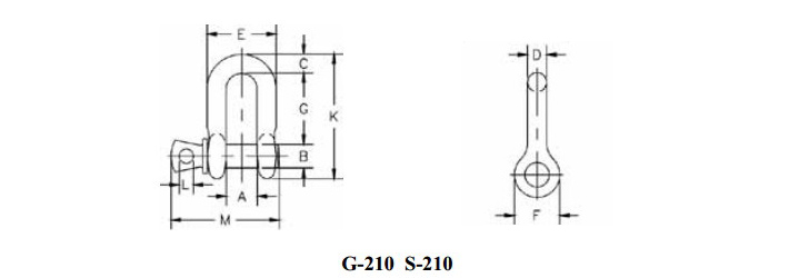 G-210D型卸扣尺寸