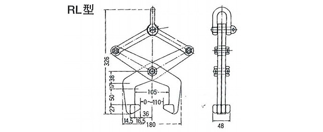 RL型工字鋼夾鉗尺寸