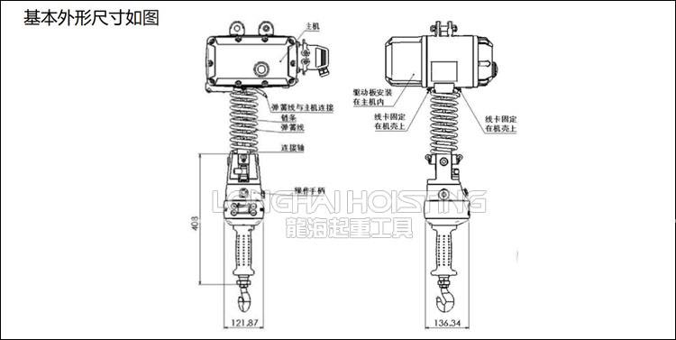 智能環(huán)鏈電動(dòng)葫蘆尺寸圖