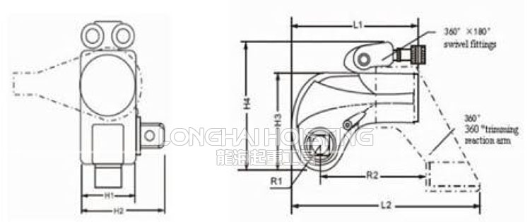 LSPTW型驅(qū)動型液壓扭矩扳手尺寸