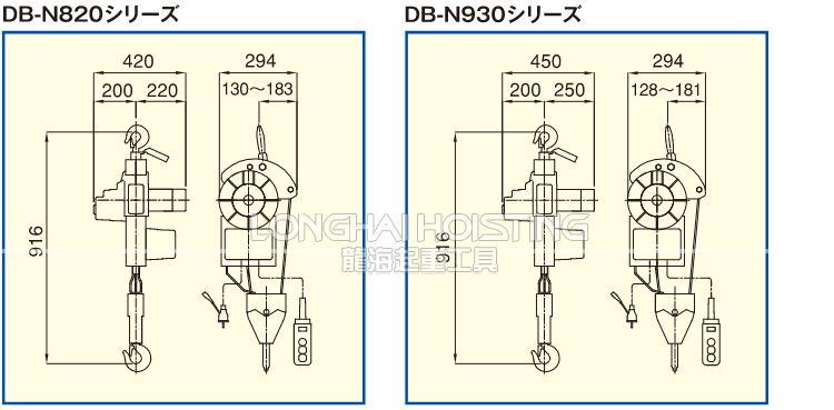 DB-N型小金剛電動葫蘆尺寸